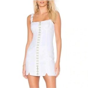 For Love & Lemons Monika white button down corset denim mini dress